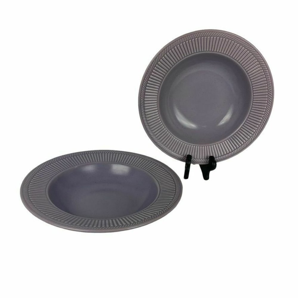 Tabletops Unlimited Venezia Coupe Soup Bowls Set of 2 Speckled Lavender Ribbed